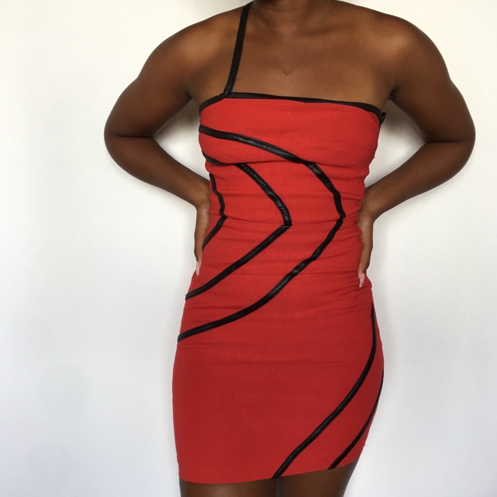 Red and black party dress